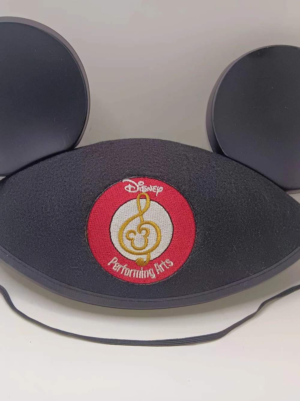 Disney Kids Black Mickey Ear Hat with Red & Gold Patch